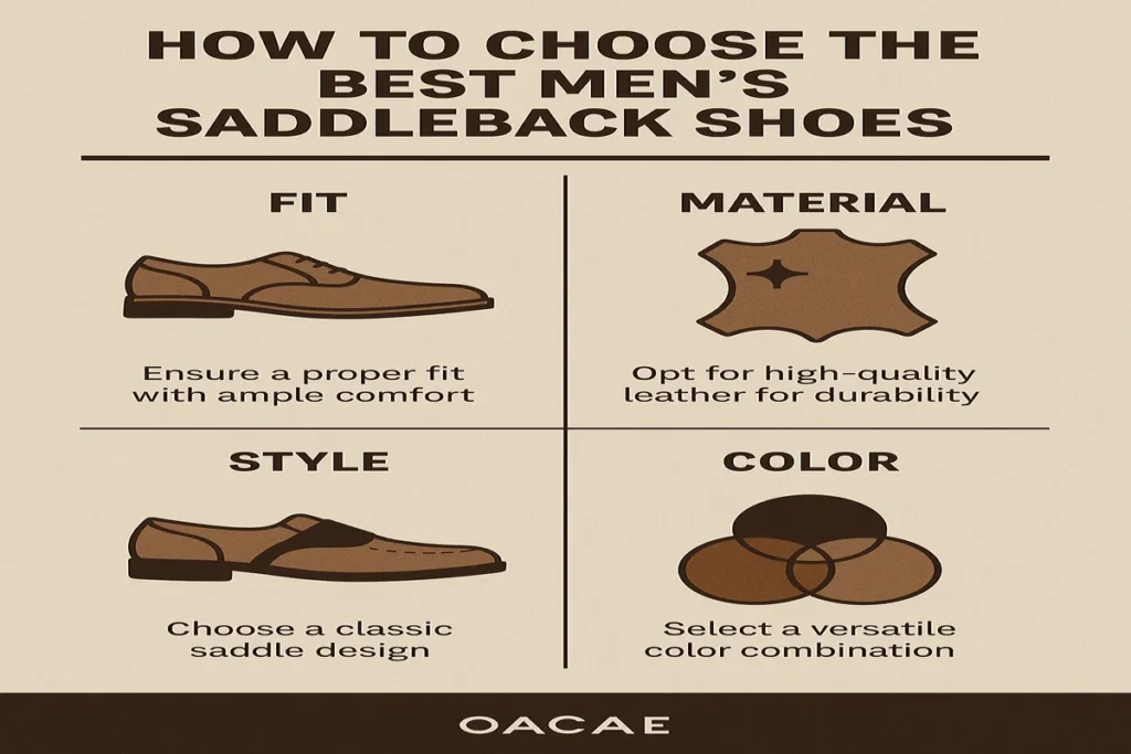 Infographic showing how to choose the best men’s saddleback shoes