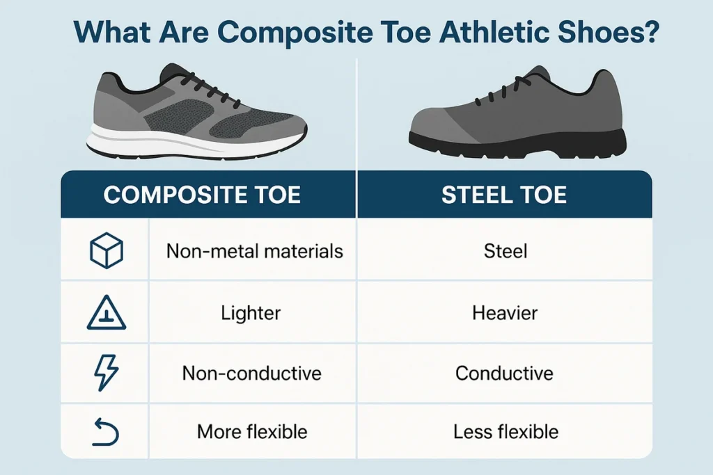 Composite toe vs. steel toe shoes comparison chart